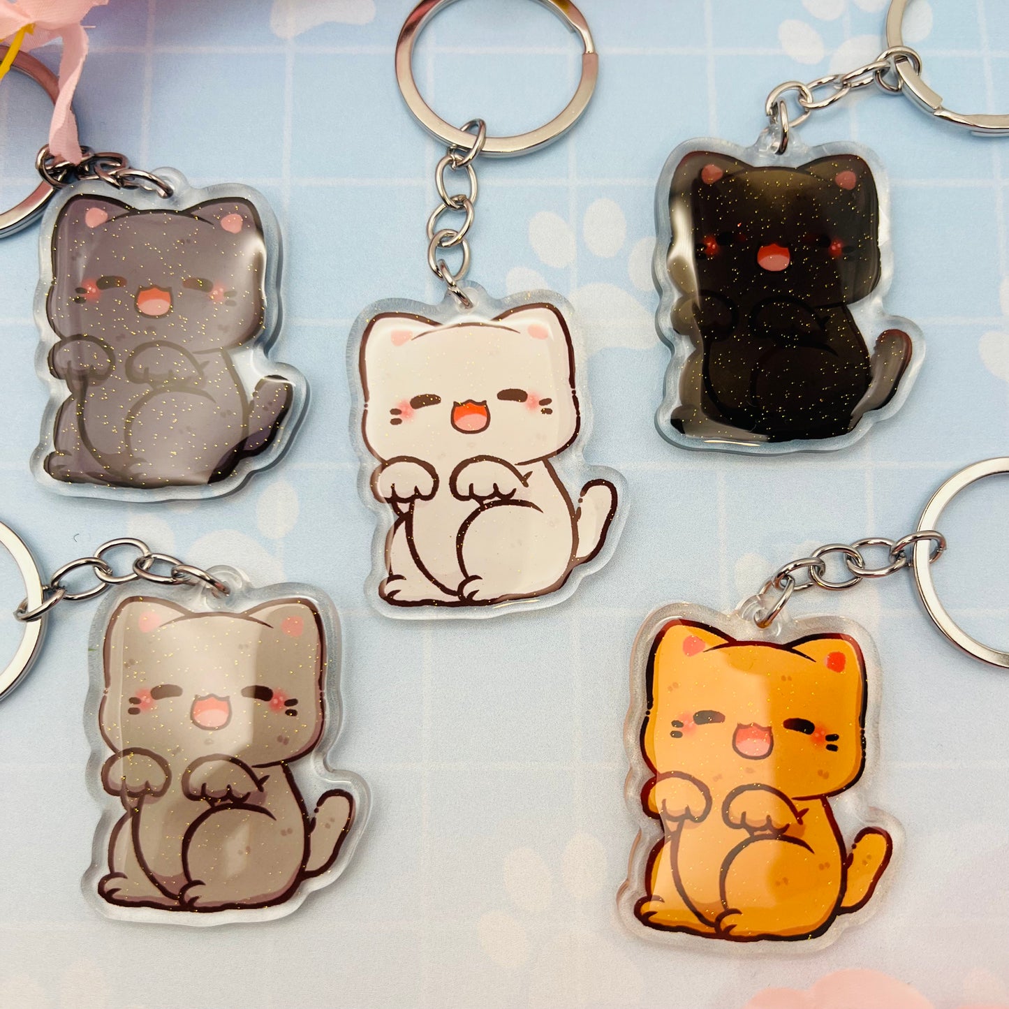 Domestic Short Haired Cat Keychain