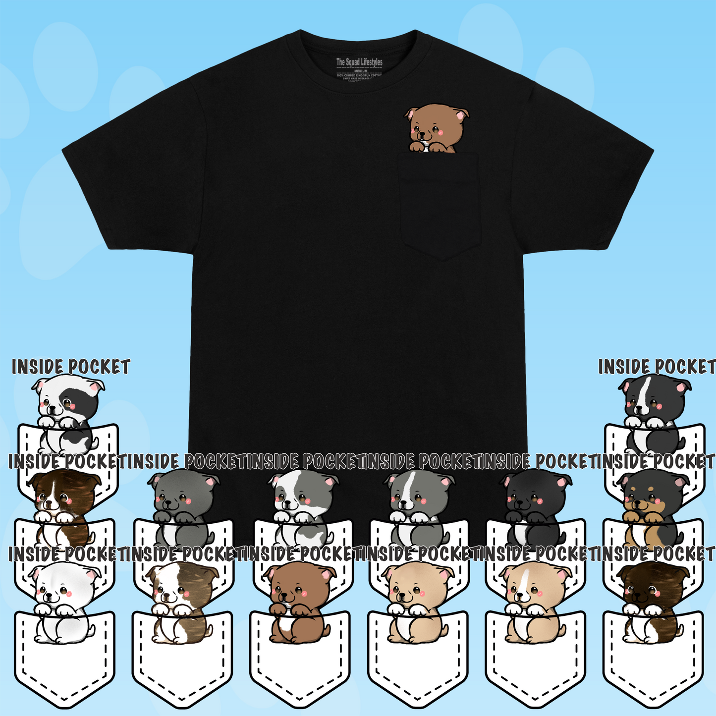 Staffordshire Bull Terrier (Pitbull) Pocket Shirt