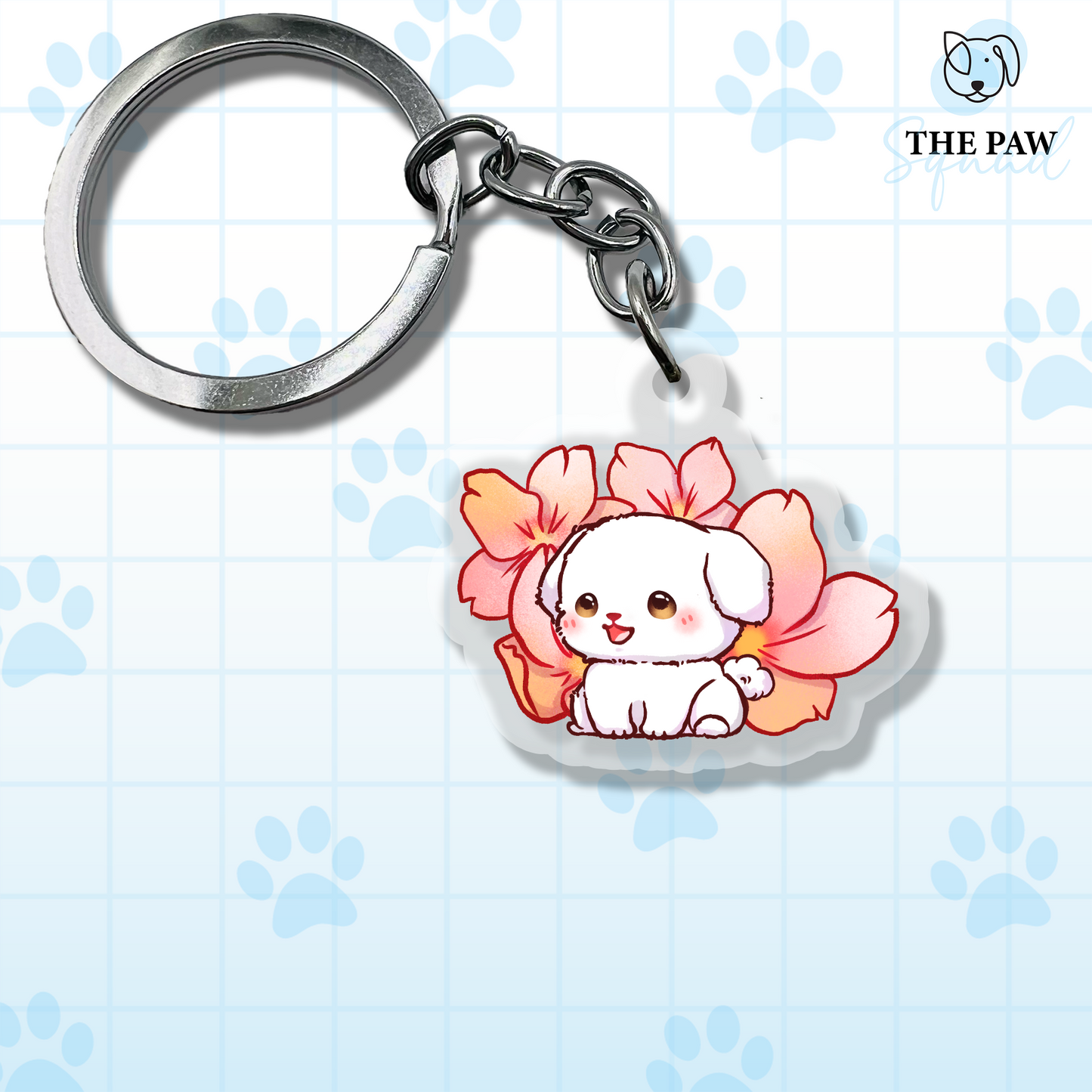 Sakura Dog Keychain