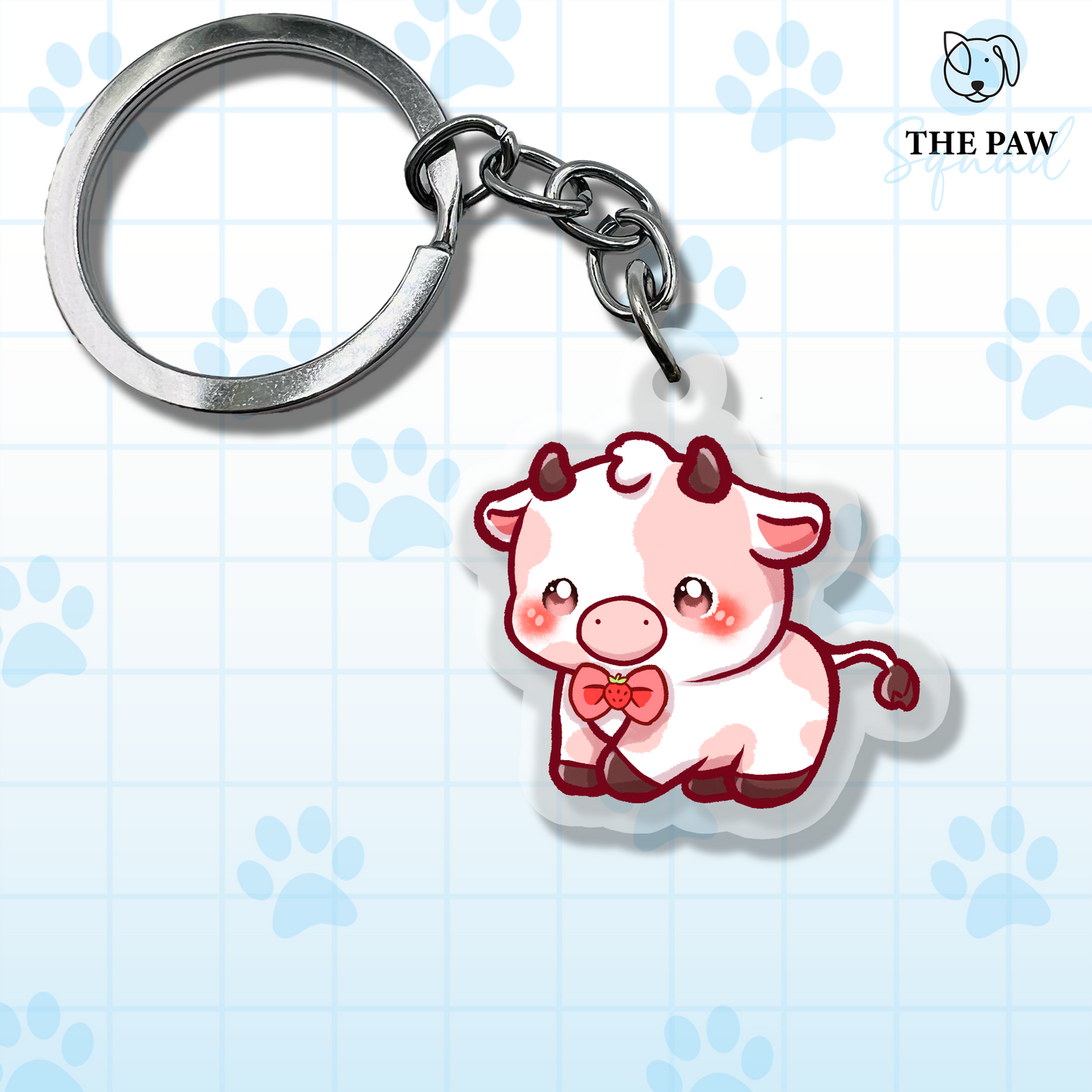Strawberry Cow Keychain
