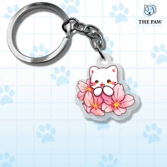 Sakura Cat Keychain
